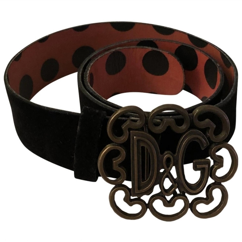 Dolce and Gabbana DG black belt suede 38 inch waist.